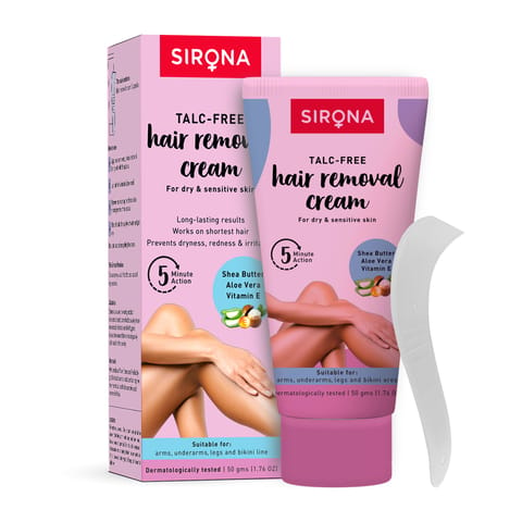 Sirona Sensitive Skin Hair Removal Cream with Aloe Vera, Vitamin E and Shea Butter, 50 gm