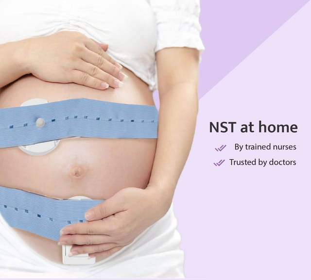 Janitri's advance wireless CTG machine placed on pregnant women's belly.