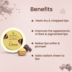 Blue Nectar Shubhr Chocolate And Vanilla Lightening Lip Balm with Ghee for dry chapped lips |100% Ayurvedic|Paraben & Sulphate Free| (15g)