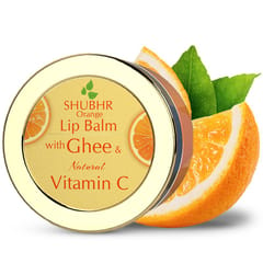 Blue Nectar Shubhr Orange Lip Balm with Ghee And Natural Vitamin C for Dry Chapped Lips|100% Ayurvedic|Paraben & Sulphate Free| (15g)