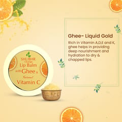 Blue Nectar Shubhr Orange Lip Balm with Ghee And Natural Vitamin C for Dry Chapped Lips|100% Ayurvedic|Paraben & Sulphate Free| (15g)