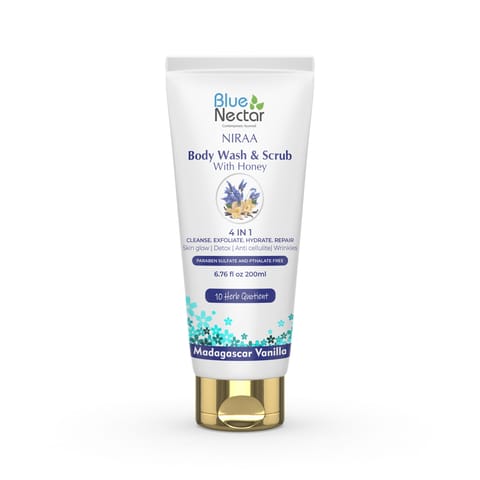 Blue Nectar Madagascar Vanilla Body Wash & Scrub with Honey (10 herbs, 200ml)