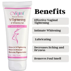 Vigini Natural Intimate Vaginal V Tight Tightening Regain & Whitening Water Based Gel Women 100g | Reduces Itching Dryness Vagina Moisturizer Sulphate Paraben Free No Fragrance Non Staining Wash Able