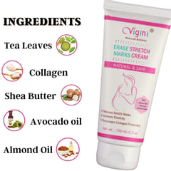 Vigini Natural Actives Erase Stretch Marks & Scars Removal Cream with Bio Oils & Shea Body Butter | Remove Remover Removing Stretch Mark In During After Pregnancy for Women & Hyper Pigemantation Anti-Aging Uneven Skin Tone Use-100gm