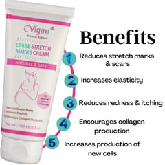 Vigini Natural Actives Erase Stretch Marks & Scars Removal Cream with Bio Oils & Shea Body Butter | Remove Remover Removing Stretch Mark In During After Pregnancy for Women & Hyper Pigemantation Anti-Aging Uneven Skin Tone Use-100gm