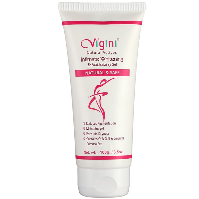 Vigini Natural Intimate Lightening Whitening Tightening Feminine Hygiene Vaginal Moisturizing Water Based Gel Girls Women 100g | Reduce Itching Dryness, Sulphate Paraben Free Non Staining Wash Able