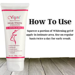 Vigini Natural Intimate Lightening Whitening Tightening Feminine Hygiene Vaginal Moisturizing Water Based Gel Girls Women 100g | Reduce Itching Dryness, Sulphate Paraben Free Non Staining Wash Able