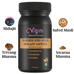 Vigini Gold Shilajit Capsule Strength Stamina Power Testosterone Booster Increase Performance Sexsual Time, Medicine Tablet Women-30caps