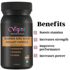 Vigini Gold Shilajit Capsule Strength Stamina Power Testosterone Booster Increase Performance Sexsual Time, Medicine Tablet Women-30caps