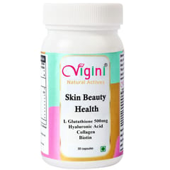 Vigini Natural Glutathione 500mg, Biotin, Hyaluronic Acid Collagen, Vitamin C, Brightening Glowing Healthy Youthful Radiance Skin Whitening Detoxification Women 30 capsule