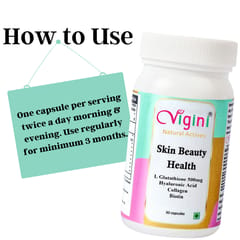 Vigini Natural Glutathione 500mg, Biotin, Hyaluronic Acid Collagen, Vitamin C, Brightening Glowing Healthy Youthful Radiance Skin Whitening Detoxification Women 30 capsule