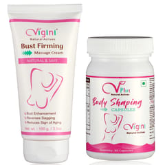 Vigini 100% Natural Actives Bust Body Breast Bigger Enlargement Enhancement Tightening Oil Cream For Women Girls Female Increase Enhancer Development Boobs Size Growth Firming Look Full 36 Use with Herbal Ayurveda Capsule Spray Medicine Tablets -100gm