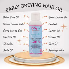 Vigini Natural Early Anti Greying Prevention Hair Oil Growth Revitalizer Tonic Reduces Loss Fall Thinning Follicles + Damage Control Repair Restore Nourishing Regrowth Shine Hair Oil Intense Treatment Strengthens Vitalizer Keratin + Chronic Anti Dandruff Dry Itchy Scalp Hair Oil