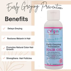 Vigini Natural Early Anti Greying Prevention Hair Oil Growth Revitalizer Tonic Reduces Loss Fall Thinning Follicles + Damage Control Repair Restore Nourishing Regrowth Shine Hair Oil Intense Treatment Strengthens Vitalizer Keratin + Chronic Anti Dandruff Dry Itchy Scalp Hair Oil