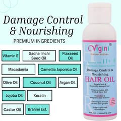 Vigini Natural Early Anti Greying Prevention Hair Oil Growth Revitalizer Tonic Reduces Loss Fall Thinning Follicles + Damage Control Repair Restore Nourishing Regrowth Shine Hair Oil Intense Treatment Strengthens Vitalizer Keratin + Chronic Anti Dandruff Dry Itchy Scalp Hair Oil