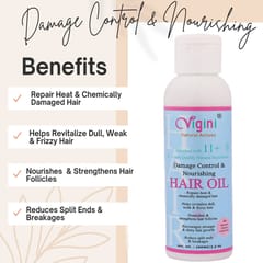 Vigini Natural Early Anti Greying Prevention Hair Oil Growth Revitalizer Tonic Reduces Loss Fall Thinning Follicles + Damage Control Repair Restore Nourishing Regrowth Shine Hair Oil Intense Treatment Strengthens Vitalizer Keratin + Chronic Anti Dandruff Dry Itchy Scalp Hair Oil