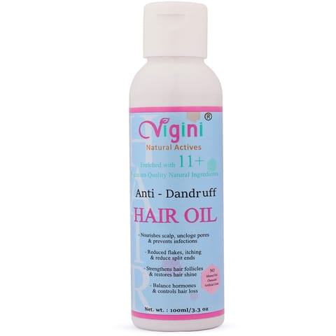 Vigini Natural Anti-Dandruff Itchy Scalp Hair Care Pre shampoo Oil Provides Hair Growth, Nourishment, Silky & Shining Hair 100 ml | Stop Hair Fall & Get Thinning Hair Growth