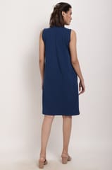 Navy blue back zipper maternity dress