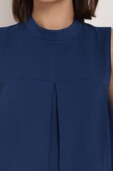 Navy blue back zipper maternity dress