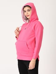 The Mom Store Combo Of Rose Maternity Hoodie Sweatshirt With Black Leggings