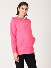 The Mom Store Combo Of Rose Maternity Hoodie Sweatshirt With Black Leggings