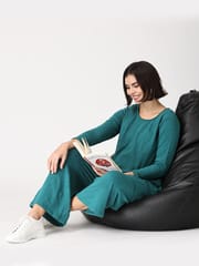 The Mom Store Deep Teal Lagoon Maternity Sweatshirt Pajama Set With Nursing- (Pre Order)