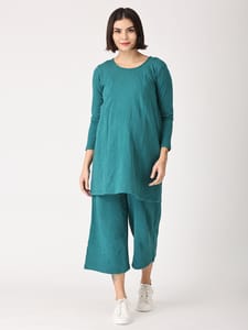 The Mom Store Deep Teal Lagoon Maternity Sweatshirt Pajama Set With Nursing- (Pre Order)