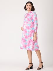 The Mom Store Tie & Dye Maternity Hoodie Dress with Nursing