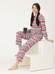 The Mom Store Rudolph Maternity and Nursing Sweatshirt Pajama Set