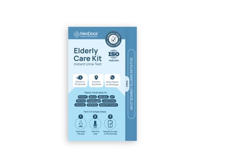 NeoDocs Elderly Health Screening | Instant At-Home Test | Track 10 Parameters | Glucose, Protein, Liver, Kidney, UTI, Ketones, pH, Hydration and more