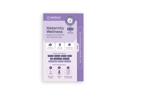 NeoDocs Maternity Wellness | Urine Test Kit | Track 7 Essential Parameters | Glucose, Protein, Nitrites, Blood, pH, Leukocytes, Ketones + other essential Parameters | Results in 30 Seconds