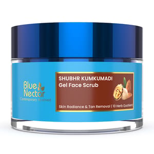 Blue Nectar Shubhr Gel Face Scrub with Almond Oil and Walnut for Deep exfoliation and Tan Removal (50 g, 10 Herbs)