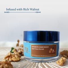 Blue Nectar Shubhr Gel Face Scrub with Almond Oil and Walnut for Deep exfoliation and Tan Removal (50 g, 10 Herbs)