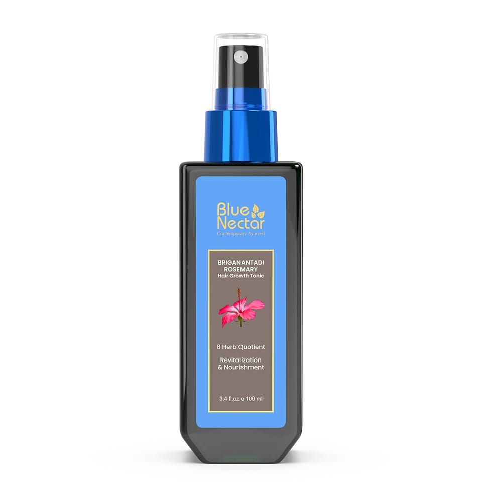 Blue Nectar Hair Spray Tonic with Almond Rosemary Oil for smooth styling Hair Serum (8 herbs, 100ml)