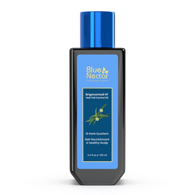 Blue Nectar Briganantadi Hair Fall Control and Healthy Scalp Hair Oil (10 Herbs, 100 ml)