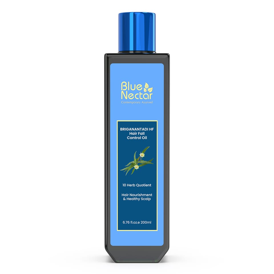 Blue Nectar Briganantadi Hair Fall Control and Healthy Scalp Hair Oil (10 Herbs, 200 ml)