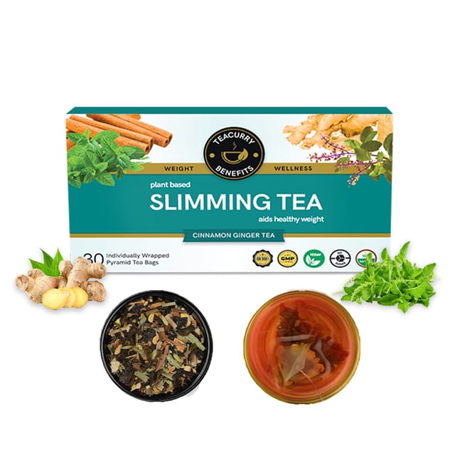 TEACURRY Slimming Tea with Diet Chart (1 Month pack | 30 Tea Bags) - Helps in Weight Loss for both Men & Women