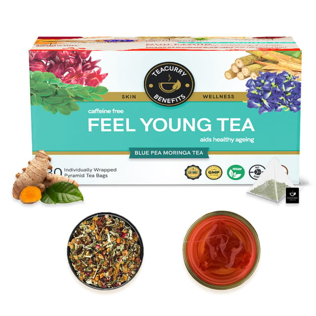 TEACURRY Anti Ageing Tea (1 month Pack | 30 tea Bags) - Feel Young Tea helps in Skin Glow, Hair Care and Premature Ageing