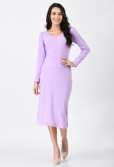 Mometernity Ribbed Maternity Midi Dress set of 1 Pcs - Lilac