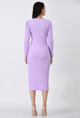 Mometernity Ribbed Maternity Midi Dress set of 1 Pcs - Lilac