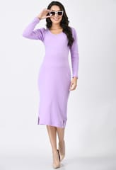 Mometernity Ribbed Maternity Midi Dress set of 1 Pcs - Lilac