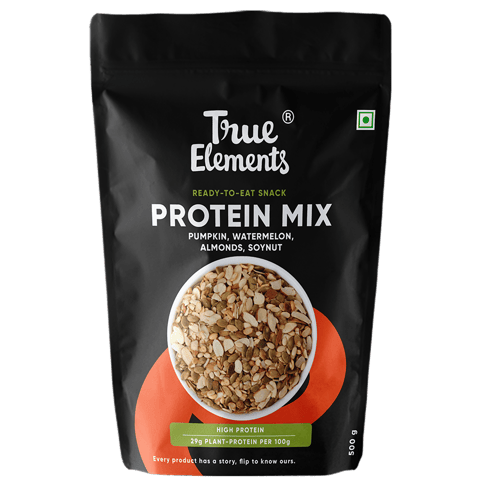 True Elements Protein Mix,Roasted Pumpkin Watermelon Almonds and SOYA Nuts, Veg Protein Seeds 500gm