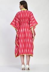 Mometernity Cotton Ikat Maternity & Nursing Kaftan set of 1 pcs  - Pink