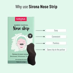 Sirona Natural Charcoal Nose Strips for Women | Removes Blackheads and Whiteheads | Cleans Pores Pack of 2