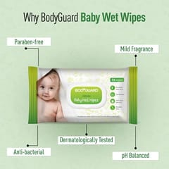 BodyGuard Premium Baby Wet Wipes with Aloe Vera & Vitamin E, No Alcohol & Paraben Free Pack of 10 - 72 Wipes Each