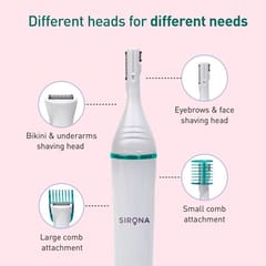 Sirona 6-in-1 Electric Trimmer for Women | For Eyebrows, Upper Lips, Chin, Peach Fuzz, Underarms & Bikini Area