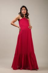 Halter Rose Red Maternity Gown