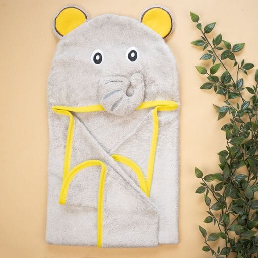 SNUGKINS Bamboo Hooded Baby Towel - Premium Soft Hooded Bath Towel for Baby, Toddler, Infant, for Boy and Girl - Ellie the Elephant