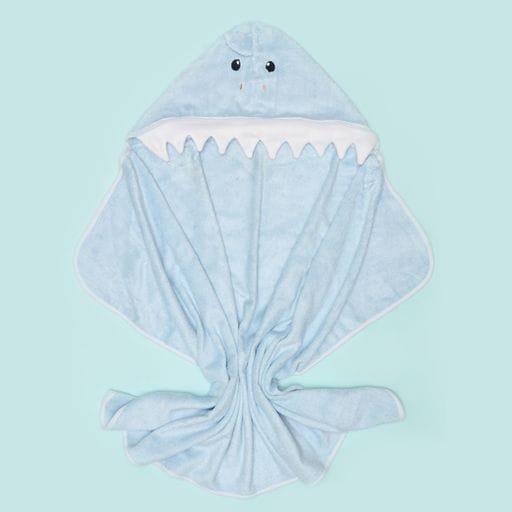 SNUGKINS Bamboo Hooded Baby Towel - Premium Soft Hooded Bath Towel for Baby, Toddler, Infant, for Boy and Girl - Baby Shark