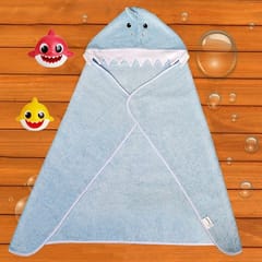 SNUGKINS Bamboo Hooded Baby Towel - Premium Soft Hooded Bath Towel for Baby, Toddler, Infant, for Boy and Girl - Baby Shark